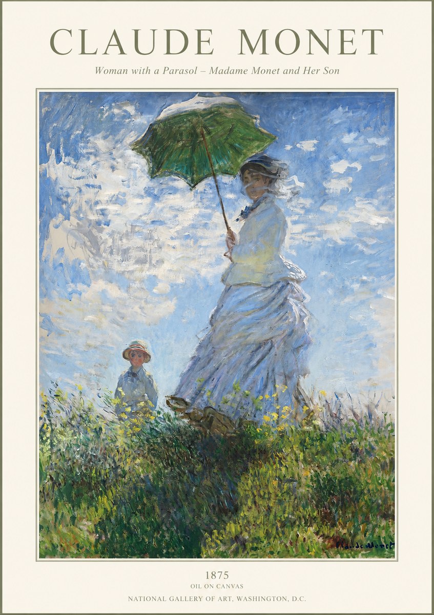 Monet Woman with a Parasol – Madame Monet and Her Son No1 - Plakat