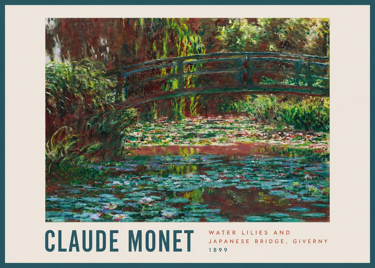 Monet Water Lilies and Japanese Bridge, Giverny No2 - Plakat