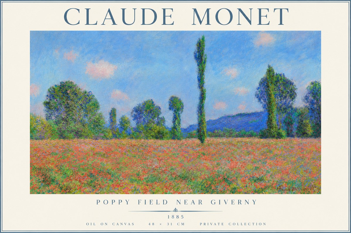 Monet Poppy Field Near Giverny No4 - Plakat