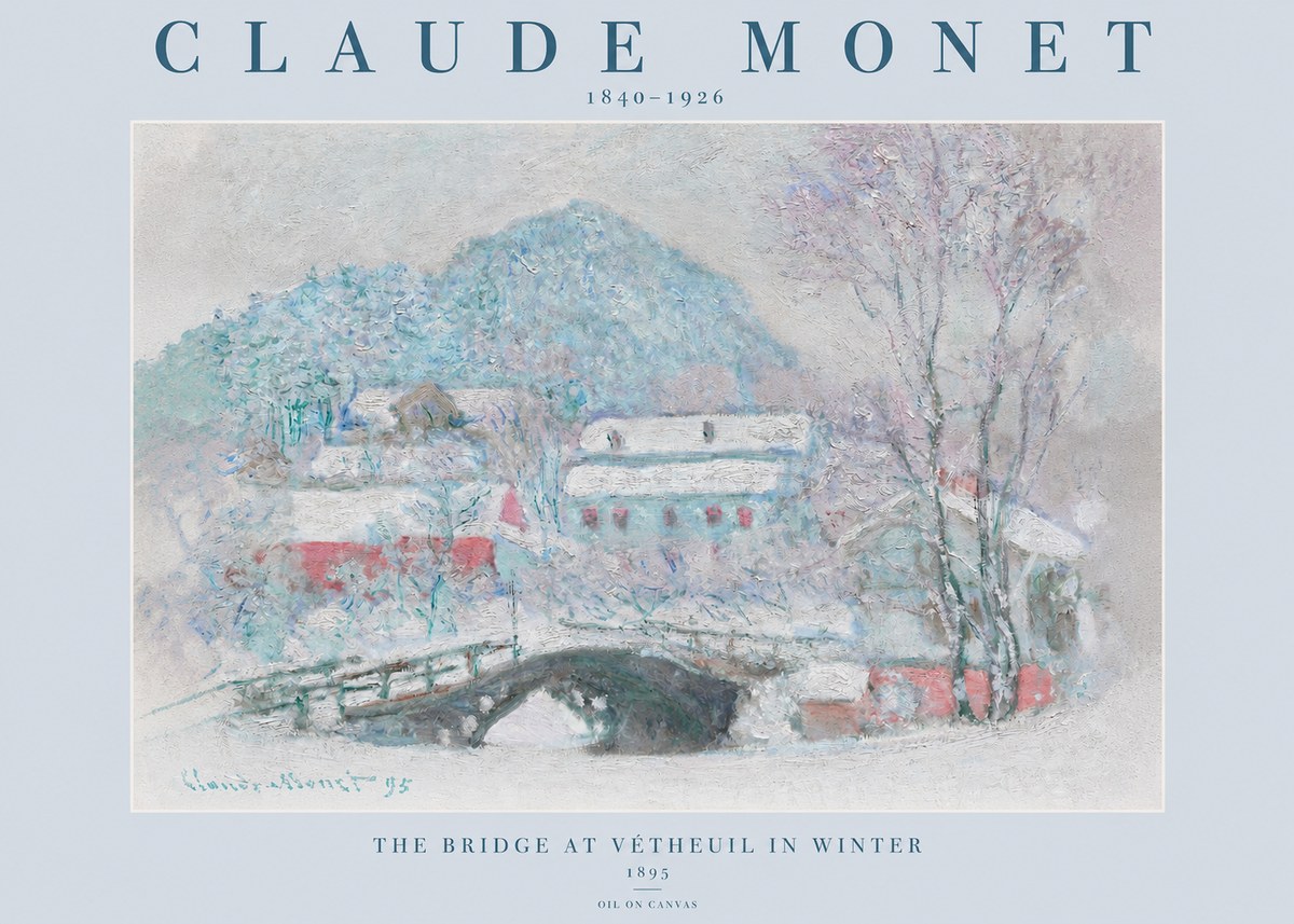 Monet The Bridge at Vétheuil in Winter No2 - Plakat