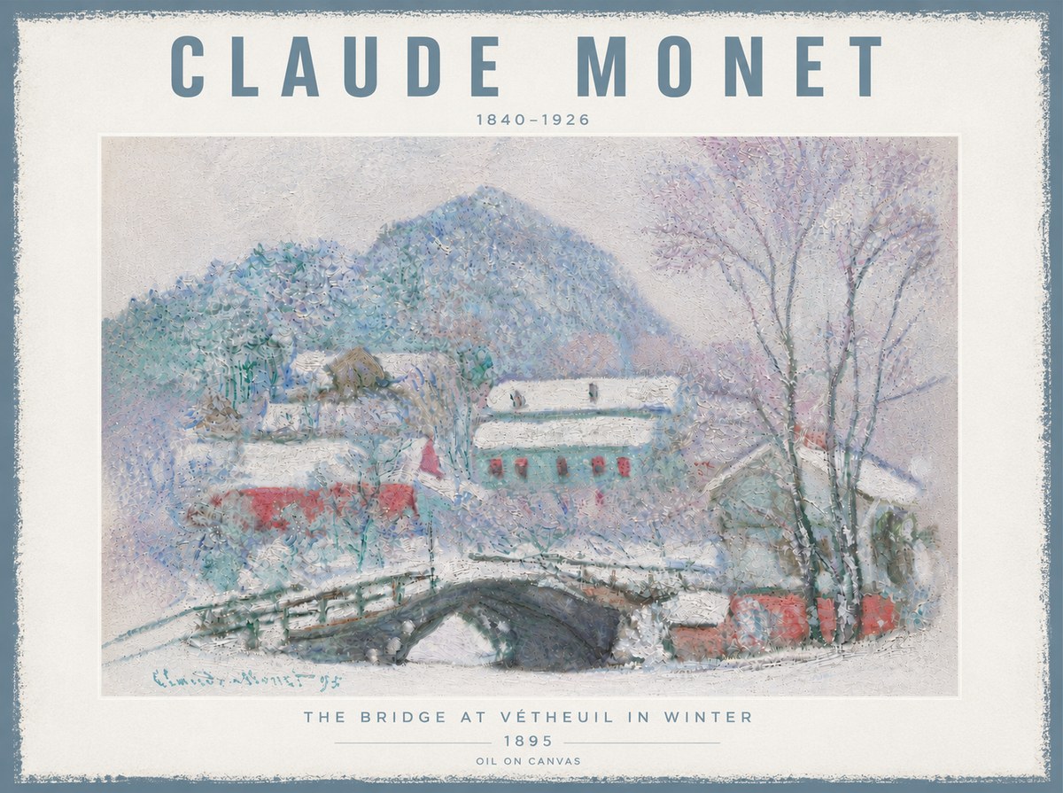 Monet The Bridge at Vétheuil in Winter No6 - Plakat