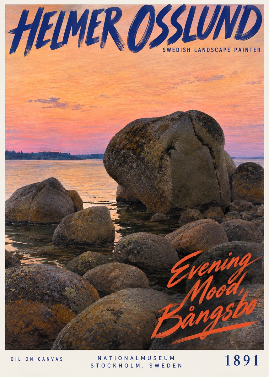 Helmer Osslund Evening Mood, Bångsbo - 1891 No2 - Plakat