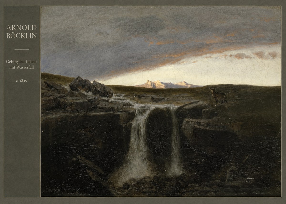 Arnold Böcklin Gebirgslandschaft Mit Wasserfall No4 - Plakat