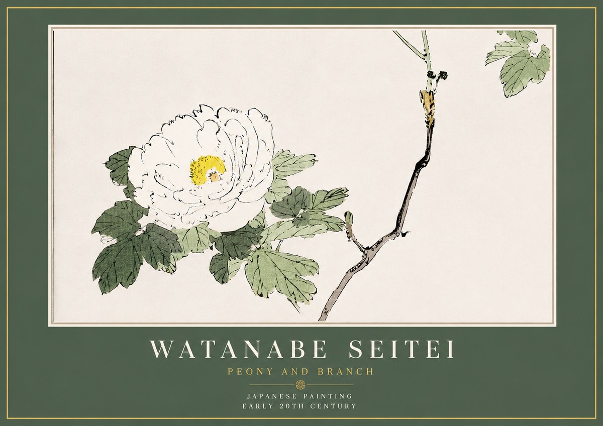 Watanabe Seitei Peony and Branch No4 - Plakat
