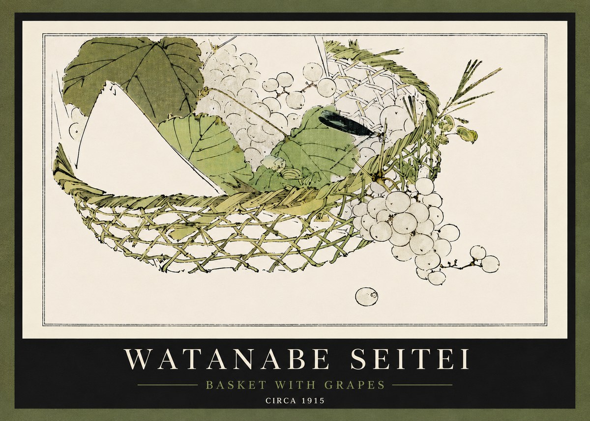 Watanabe Seitei Basket with Grapes No5 - Plakat
