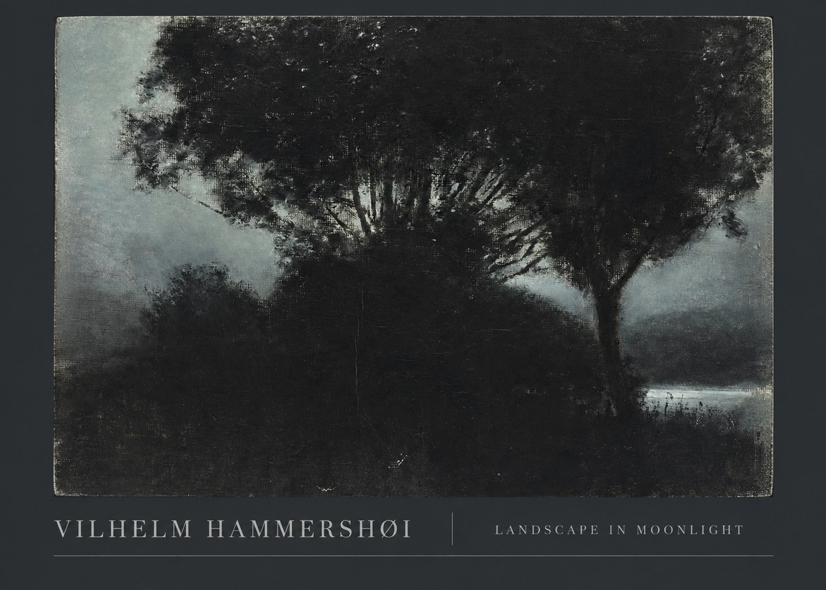 Vilhelm Hammershøi Landscape in Moonlight No3 - Plakat
