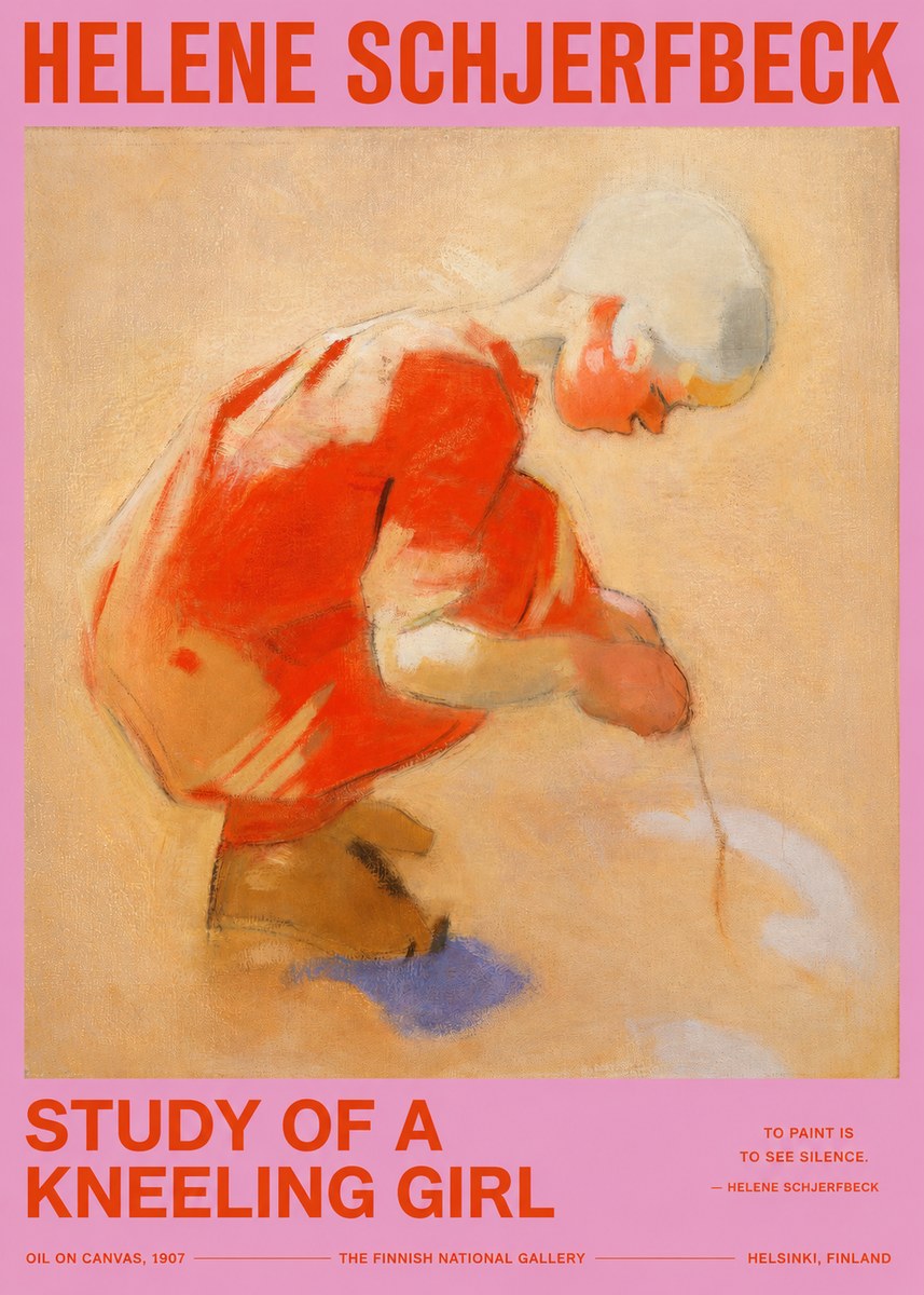 Helene Schjerfbeck Study of a Kneeling Girl No2 - Plakat