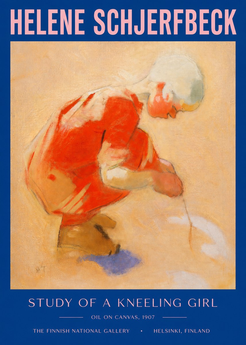 Helene Schjerfbeck Study of a Kneeling Girl No3 - Plakat