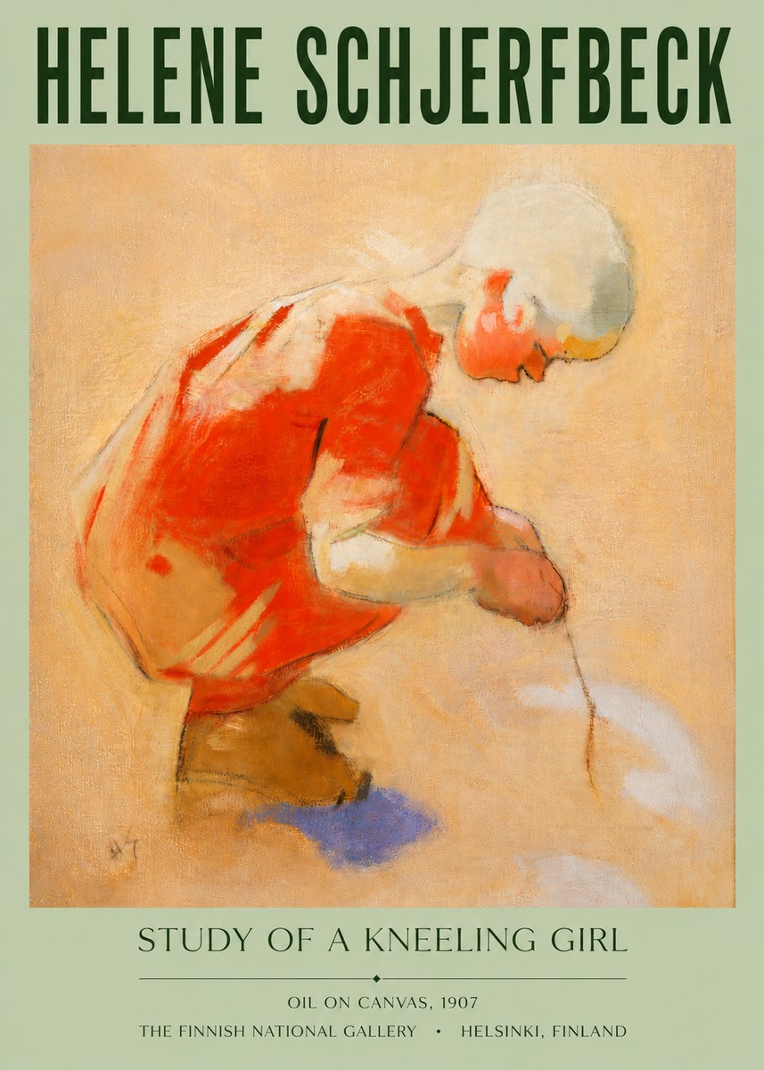 Helene Schjerfbeck Study of a Kneeling Girl No4 - Plakat
