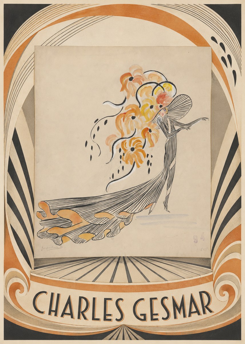 Charles Gesmar Lady with Floral Headdress No4 - Plakat