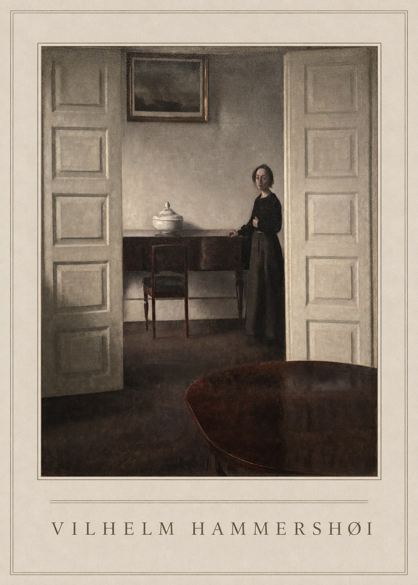 Vilhelm Hammershøi Interior with a Standing Woman No4 - Plakat