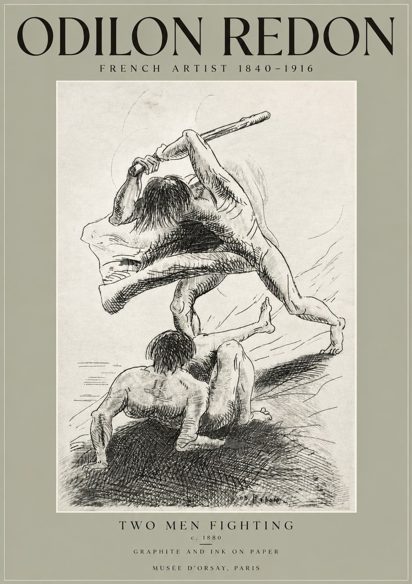 Odilon Redon Two Men Fighting No3 - Plakat