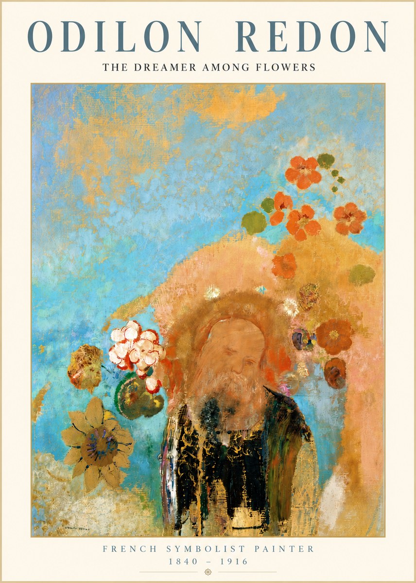 Odilon Redon The Dreamer Among Flowers No4 - Plakat