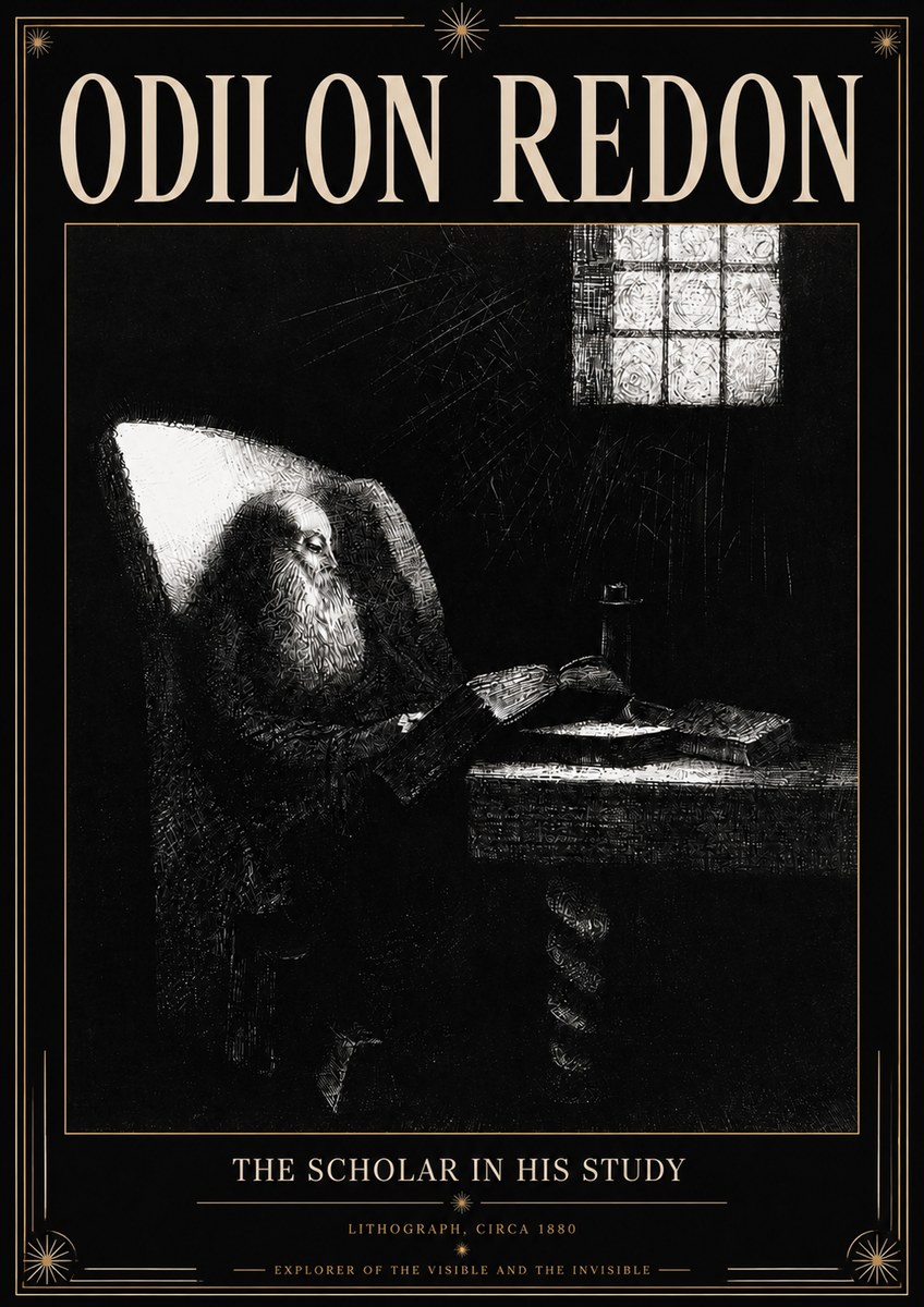 Odilon Redon The Scholar in His Study No3 - Plakat