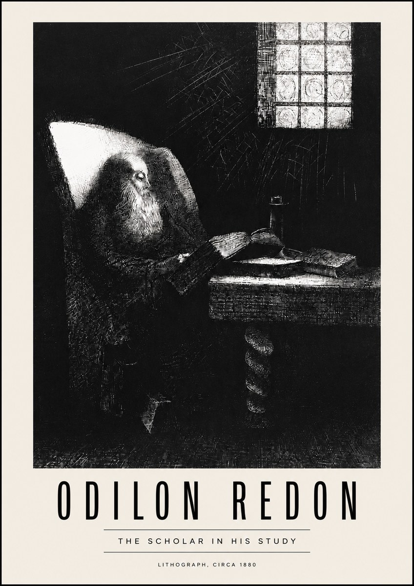Odilon Redon The Scholar in His Study No4 - Plakat