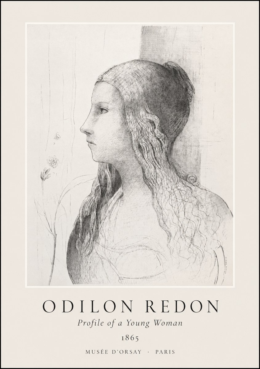 Odilon Redon Profile of a Young Woman No1 - Plakat