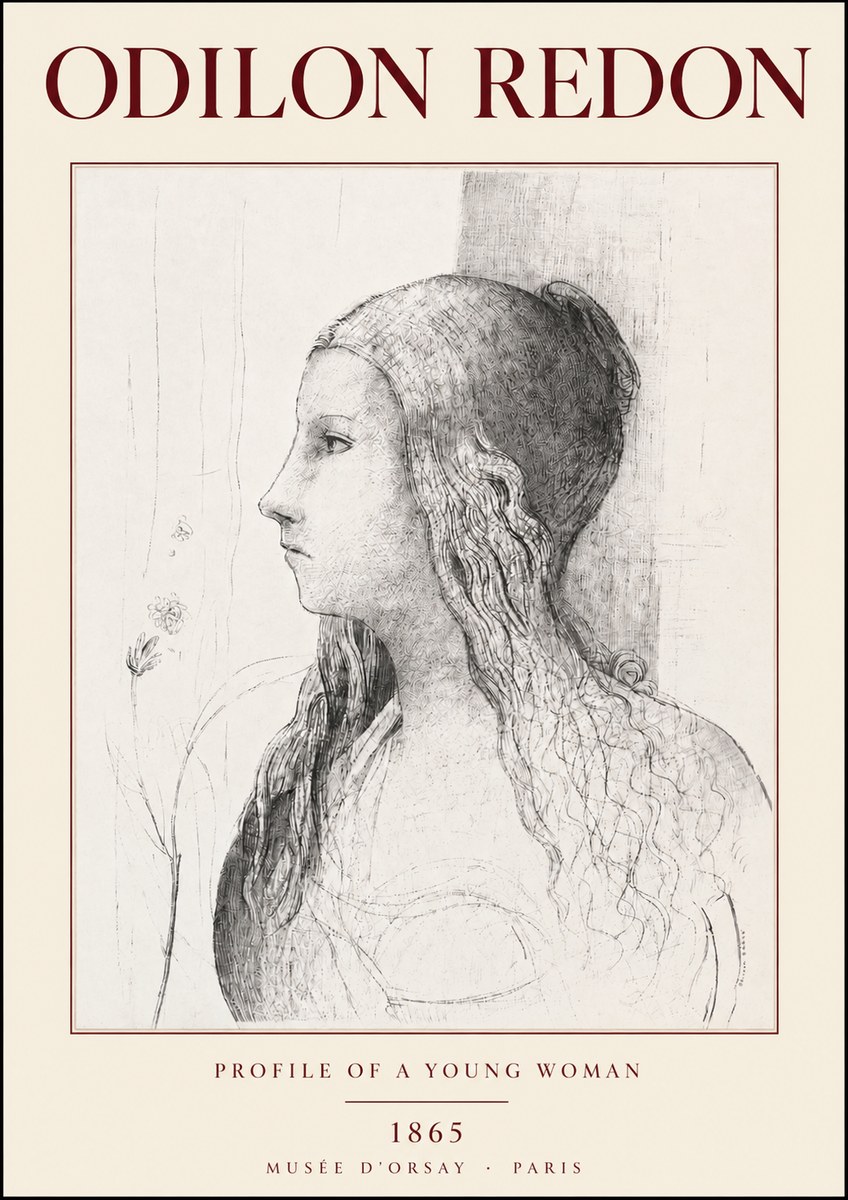 Odilon Redon Profile of a Young Woman No3 - Plakat