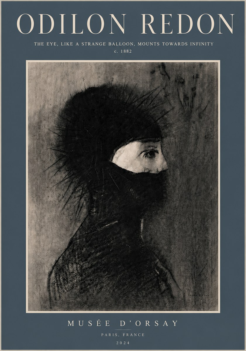 Odilon Redon The Eye, Like a Strange Balloon, Mounts Towards Infinity No6 - Plakat