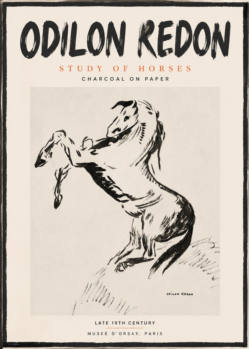 Odilon Redon Study of Horses No2 - Plakat