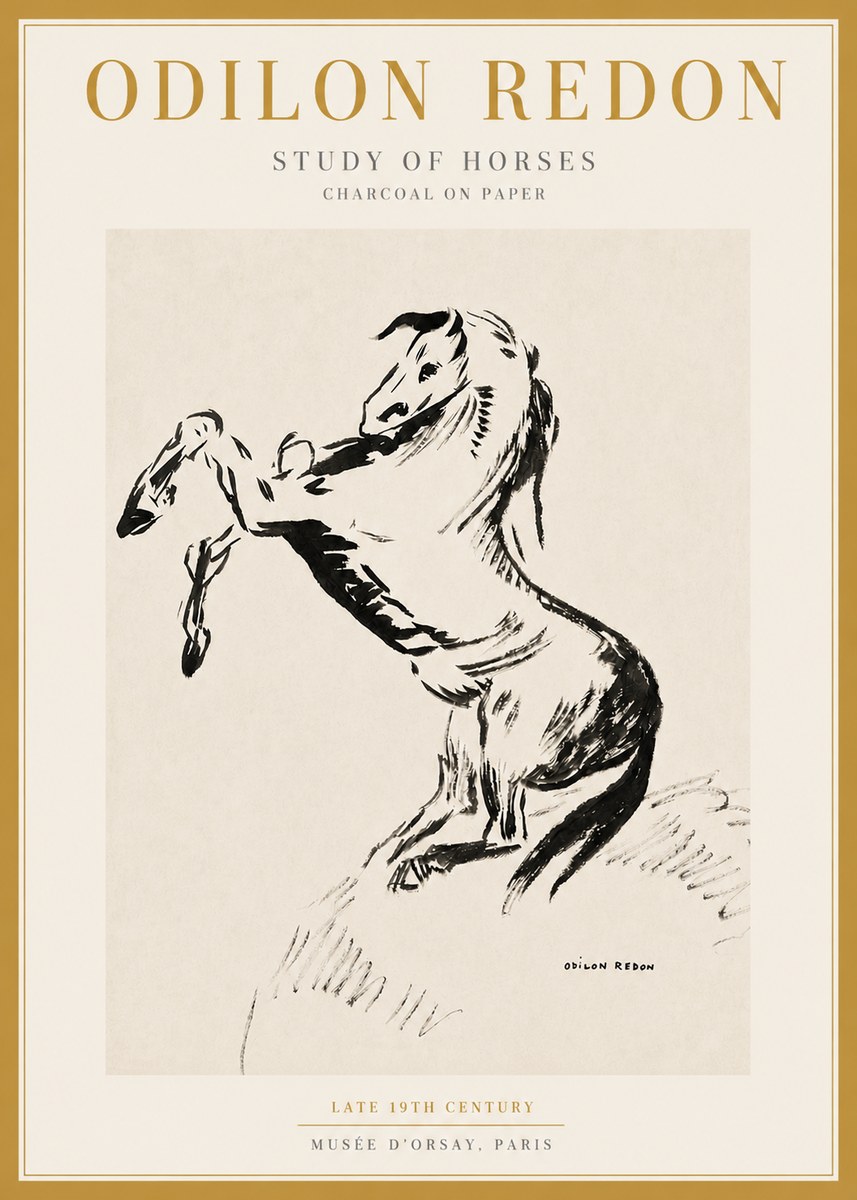 Odilon Redon Study of Horses No3 - Plakat