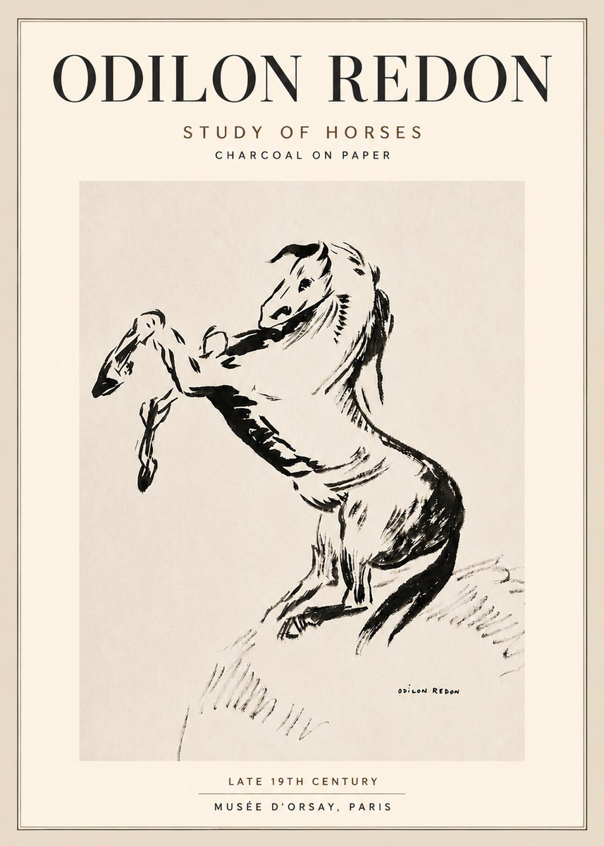 Odilon Redon Study of Horses No5 - Plakat