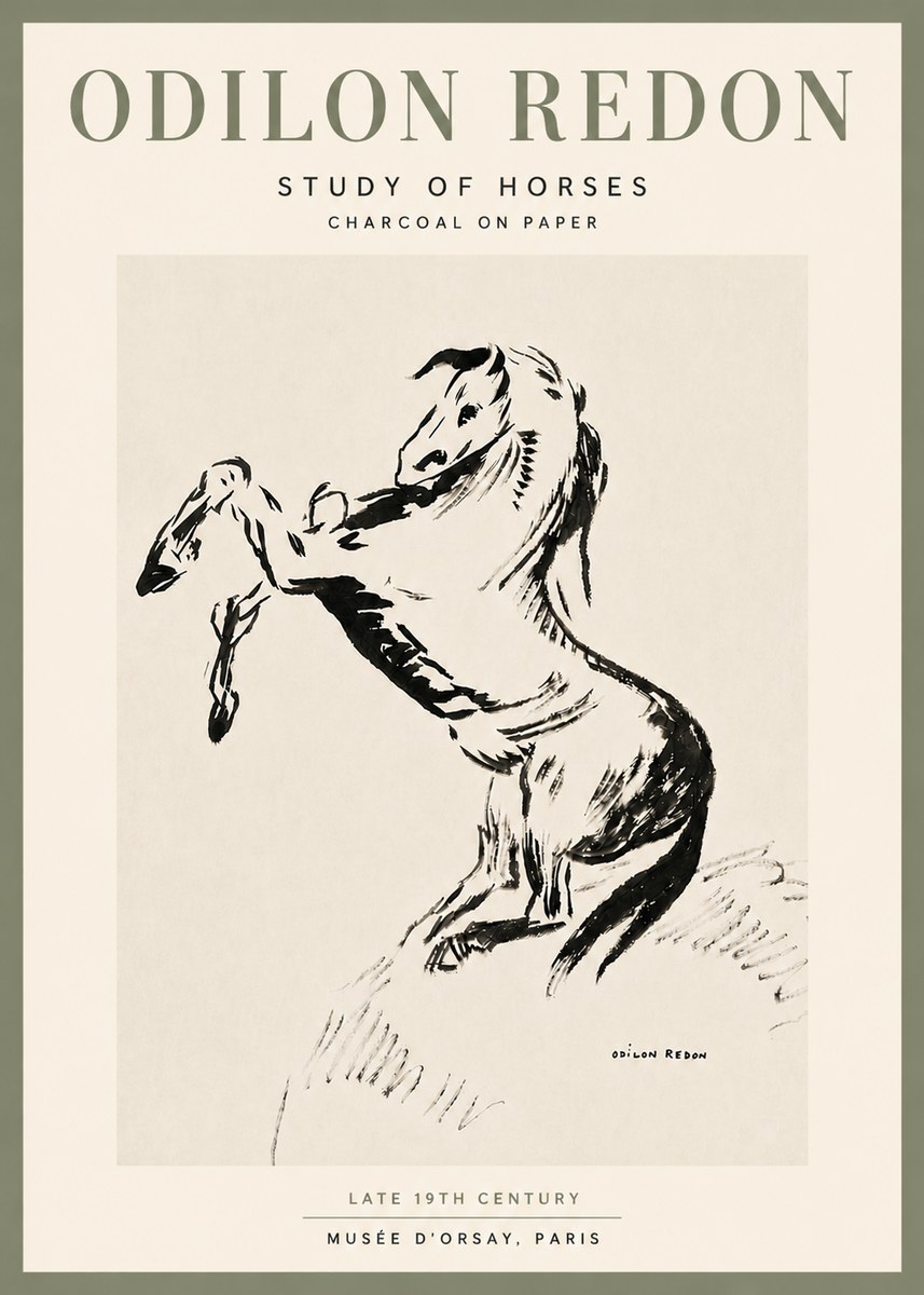 Odilon Redon Study of Horses No6 - Plakat