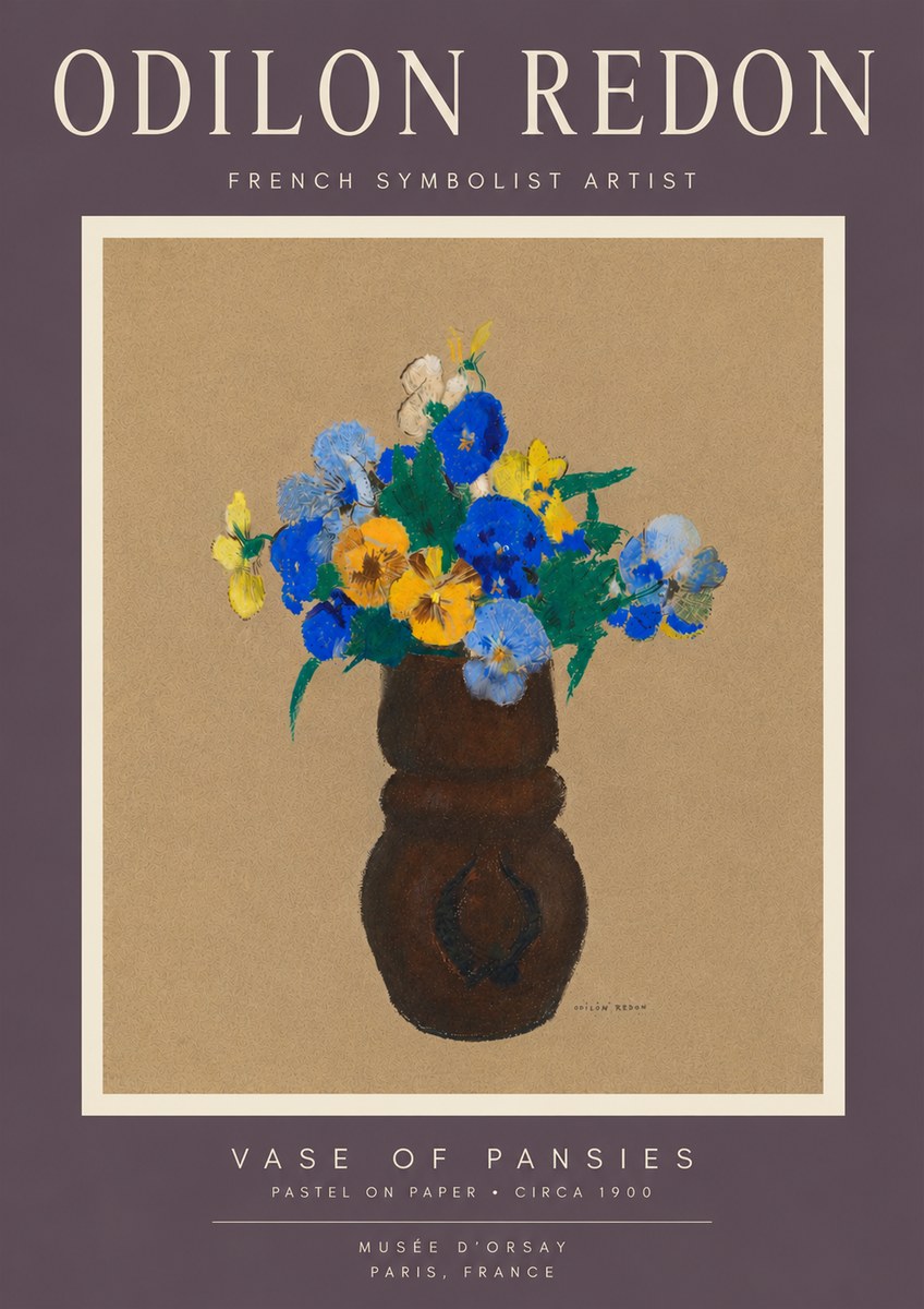 Odilon Redon Vase of Pansies No6 - Plakat