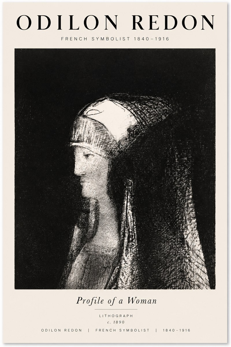 Odilon Redon Profile of a Woman No1 - Plakat