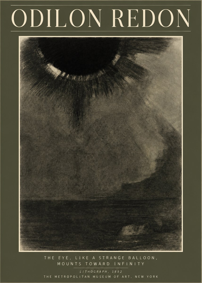 Odilon Redon The Eye, Like a Strange Balloon, Mounts Toward Infinity No4 - Plakat