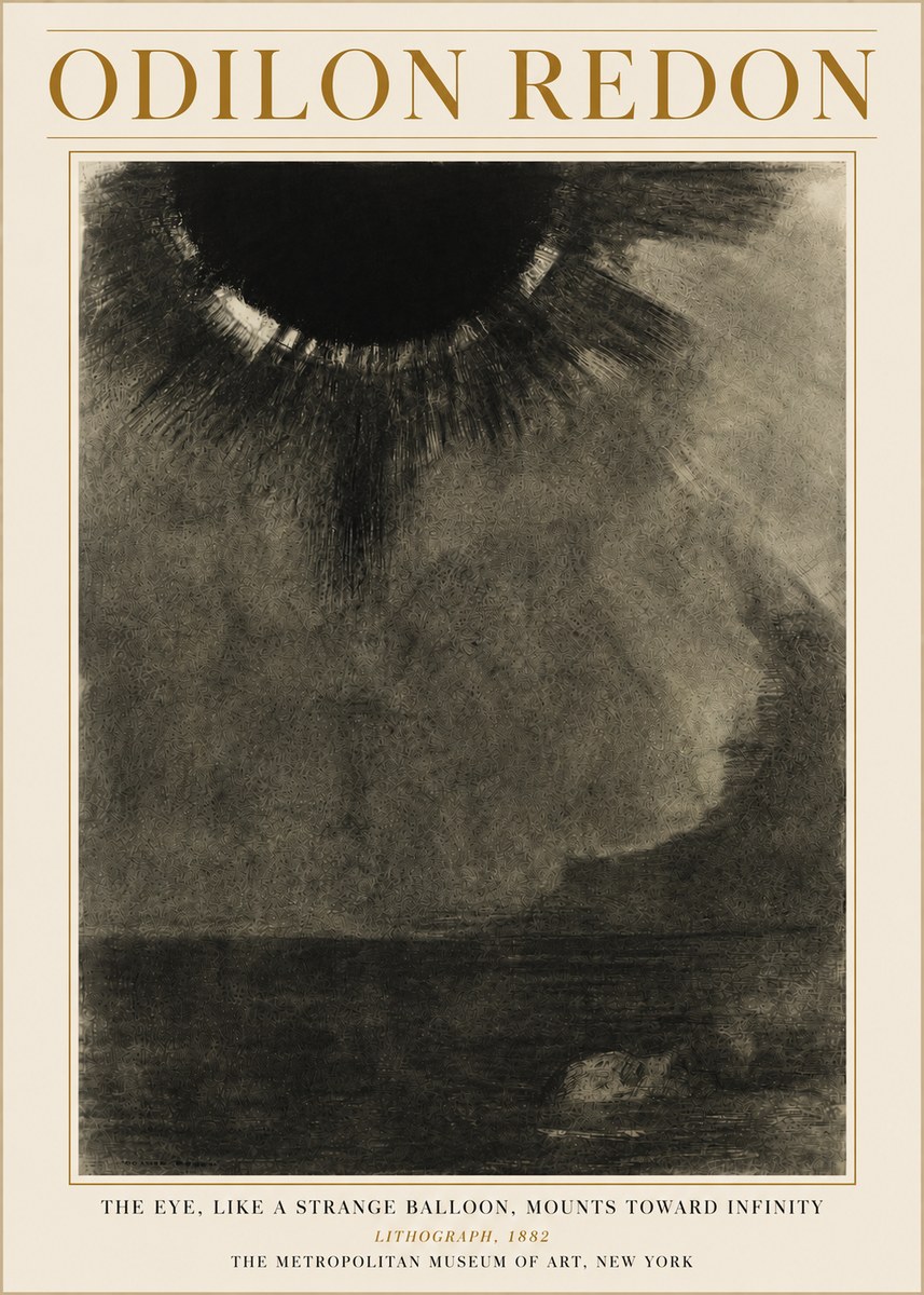 Odilon Redon The Eye, Like a Strange Balloon, Mounts Toward Infinity No6 - Plakat