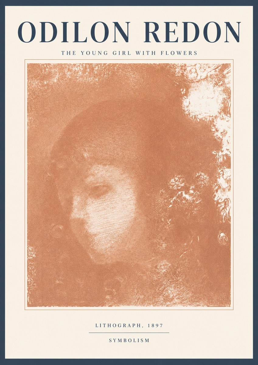 Odilon Redon The Young Girl with Flowers No5 - Plakat
