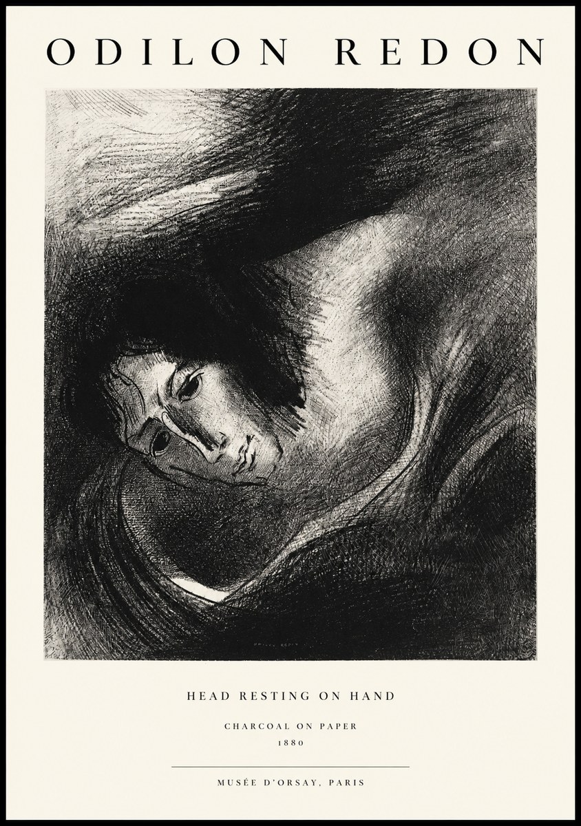 Odilon Redon Head Resting on Hand No1 - Plakat
