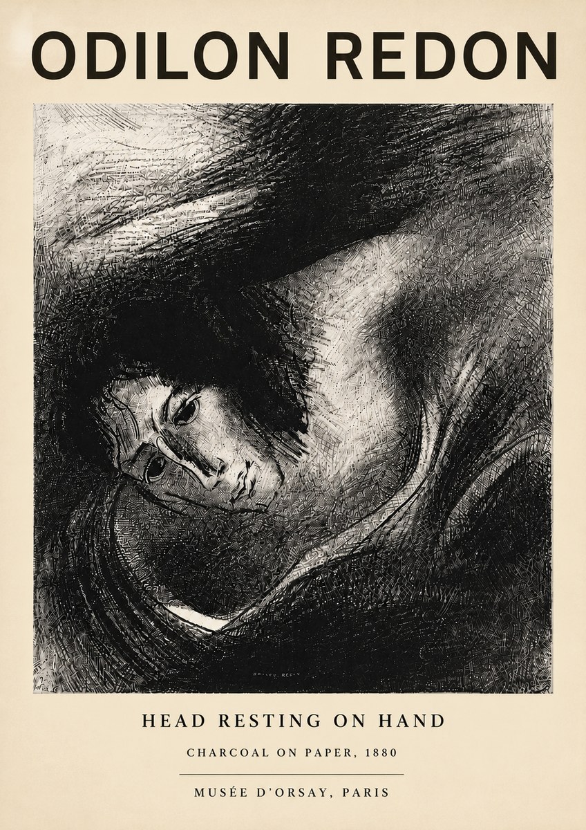 Odilon Redon Head Resting on Hand No5 - Plakat