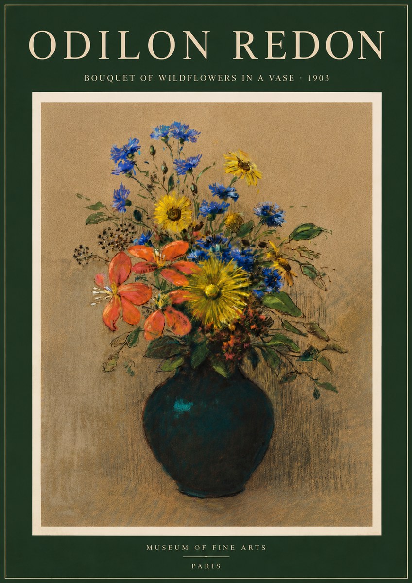Odilon Redon Bouquet of Wildflowers in a Vase No6 - Plakat