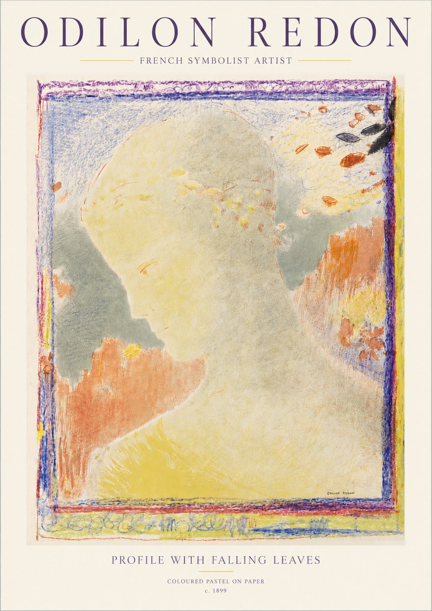 Odilon Redon Profile with Falling Leaves No3 - Plakat