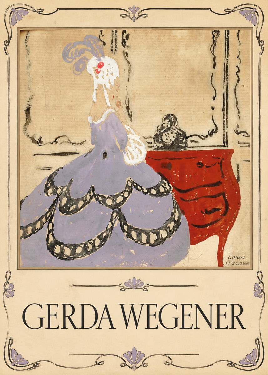 Gerda Wegener Lady in a Mauve Dress No1 - Plakat