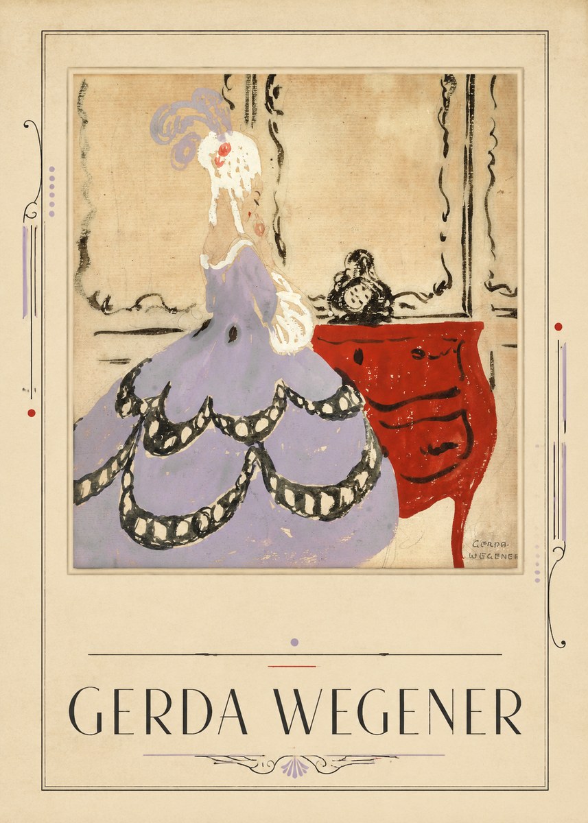 Gerda Wegener Lady in a Mauve Dress No4 - Plakat