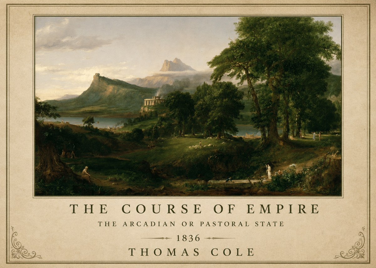 Thomas Cole The Course of Empire - the Arcadian or Pastoral State No1 - Plakat