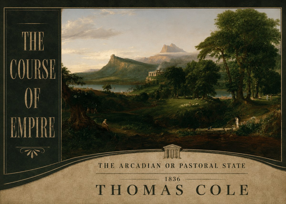 Thomas Cole The Course of Empire - the Arcadian or Pastoral State No6 - Plakat