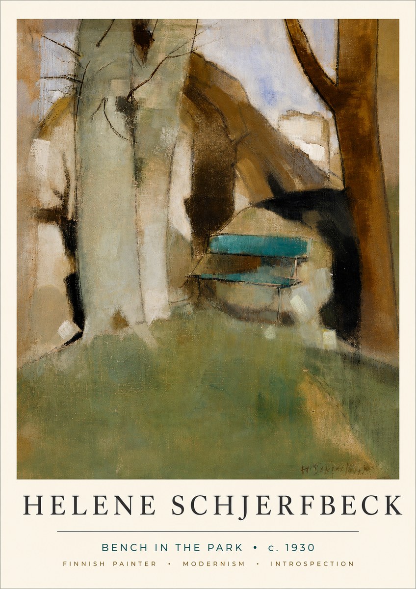 Helene Schjerfbeck Bench in the Park No4 - Plakat