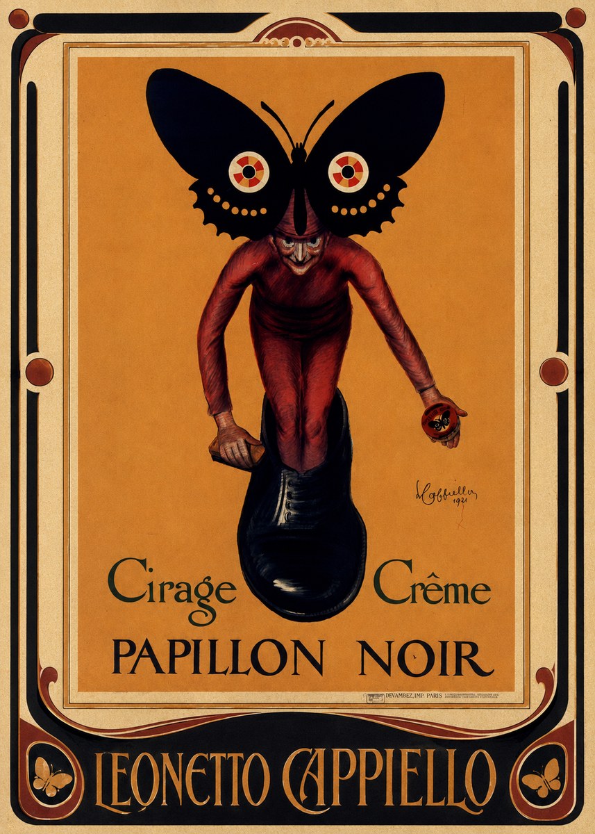 Leonetto Cappiello Cirage Crème Papillon Noir No1 - Plakat