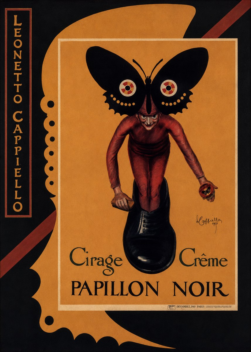 Leonetto Cappiello Cirage Crème Papillon Noir No2 - Plakat