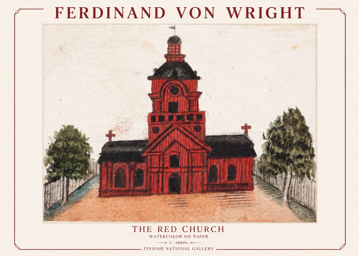 Ferdinand von Wright The Red Church No1 - Plakat