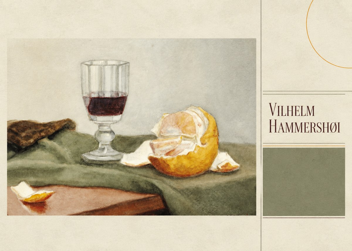 Vilhelm Hammershøi Still Life with Wine Glass and Orange No5 - Plakat
