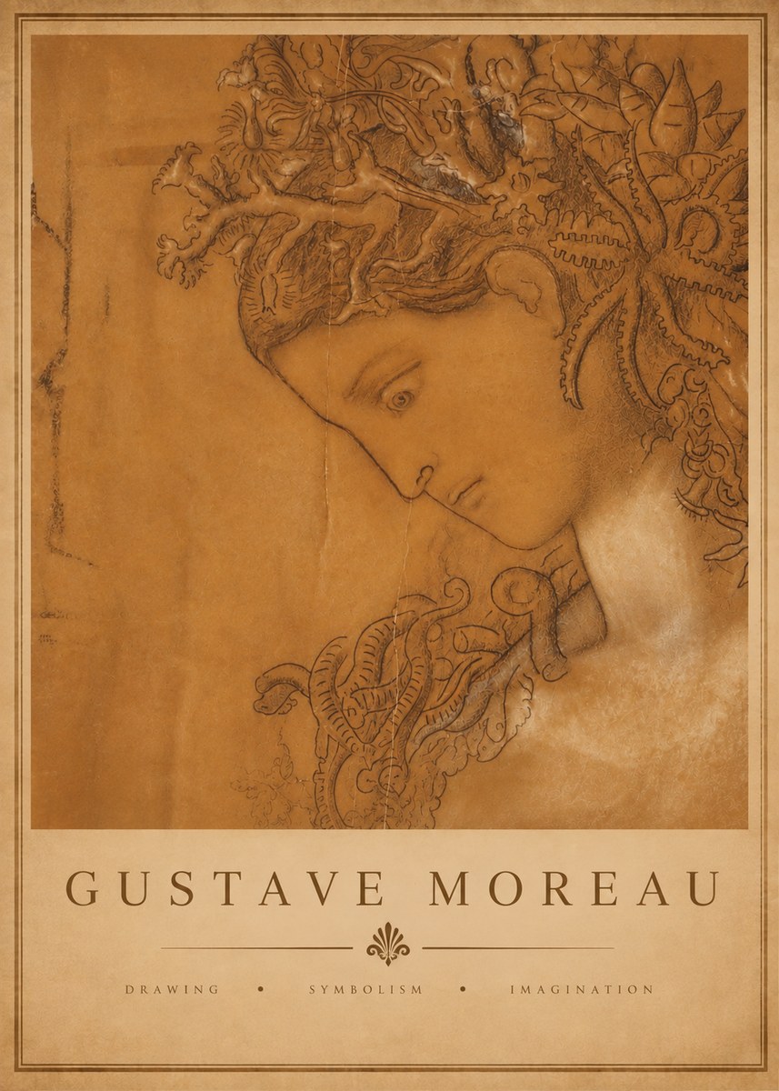 Gustave Moreau Head of a Woman No4 - Plakat