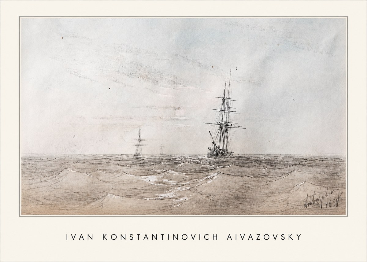 Ivan Konstantinovich Aivazovsky Two Sailing Ships at Sea No1 - Plakat