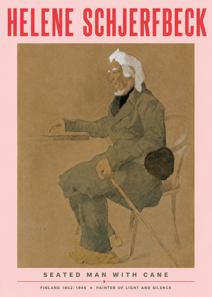 Helene Schjerfbeck Seated Man with Cane No3 - Plakat