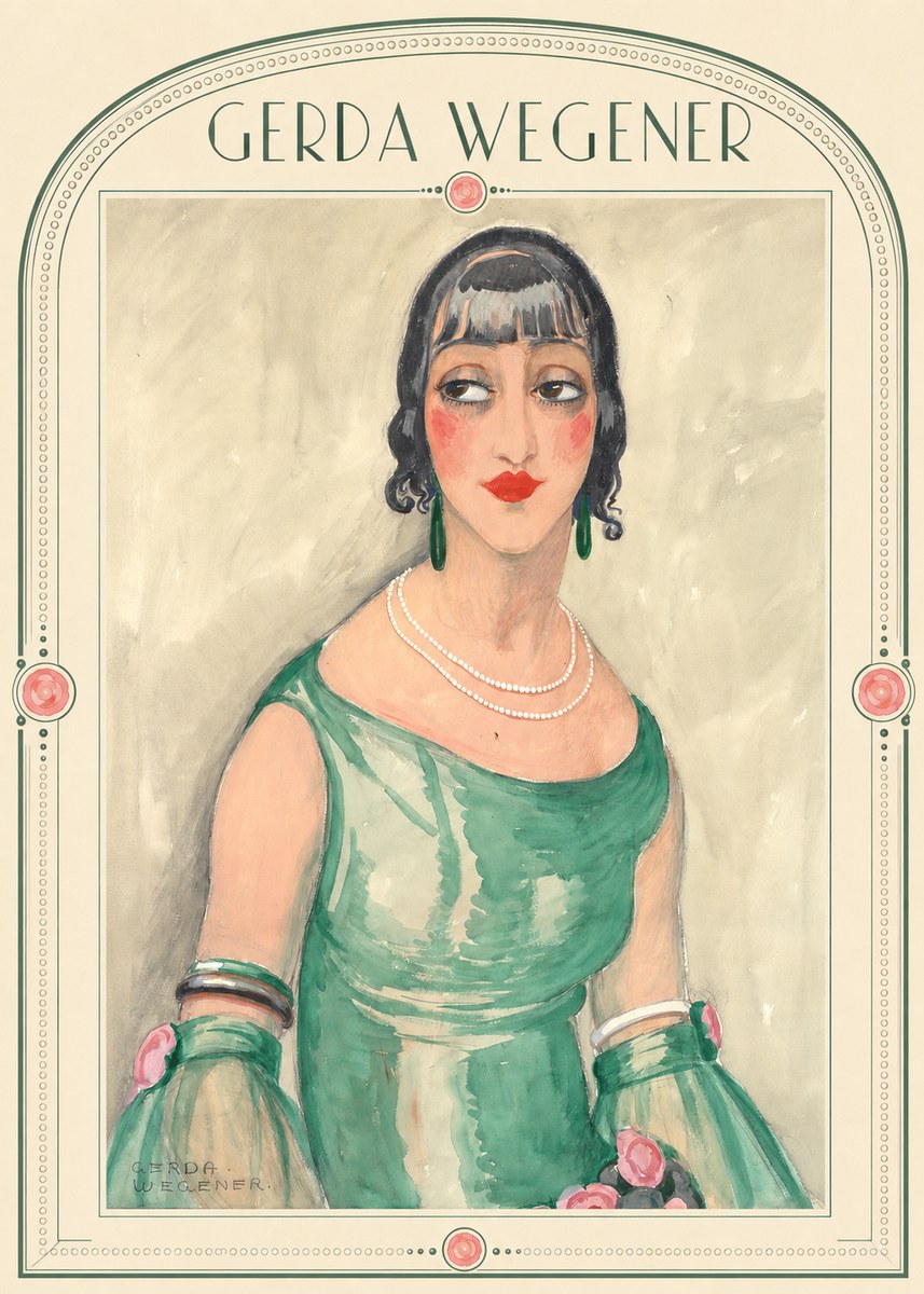 Gerda Wegener Portrait of a Woman in Green Dress No5 - Plakat