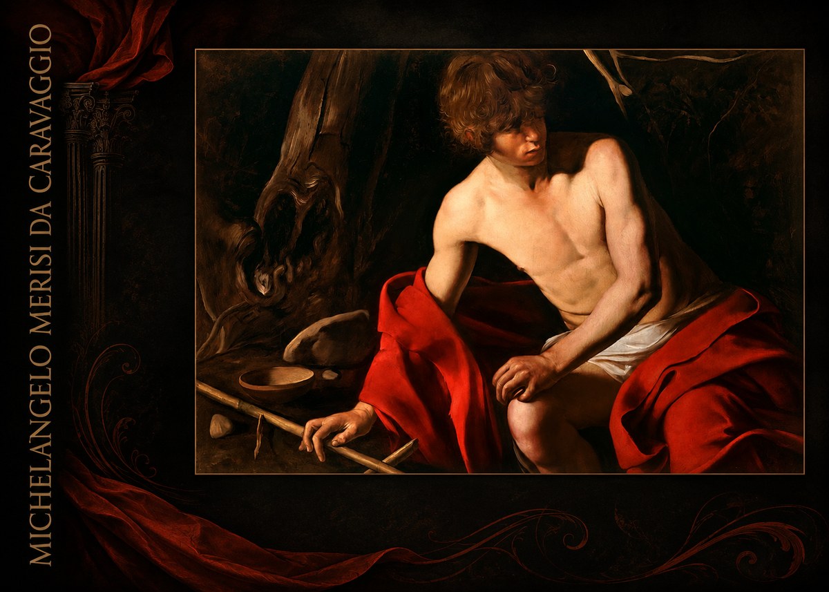 Michelangelo Merisi da Caravaggio John the Baptist (Youth with a Ram) No3 - Plakat