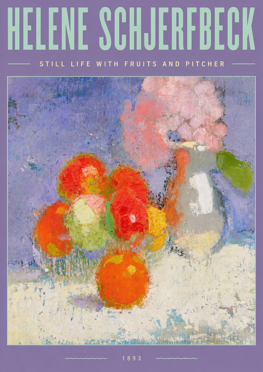 Helene Schjerfbeck Still Life with Fruits and Pitcher No3 - Plakat